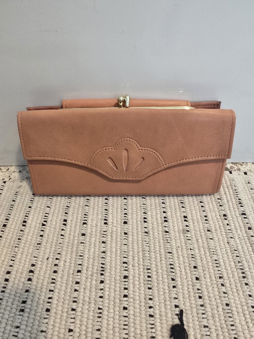 Full Grain Leather Cowhide Clutch Wallet Retro Vintage western art deco granny